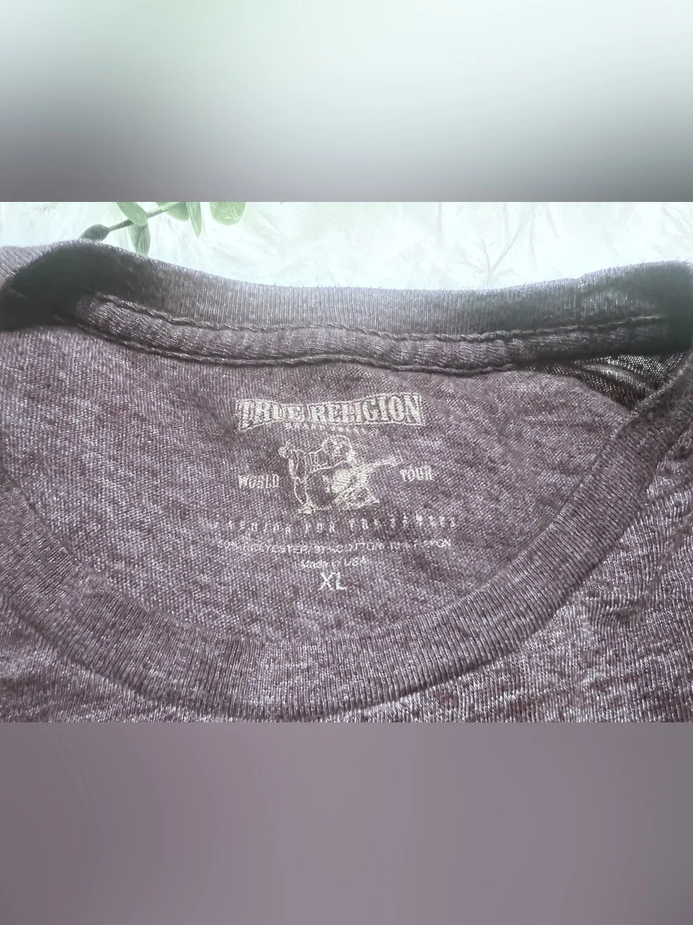 True Religion Men's Heather Charcoal Short Sleeve Logo Tee